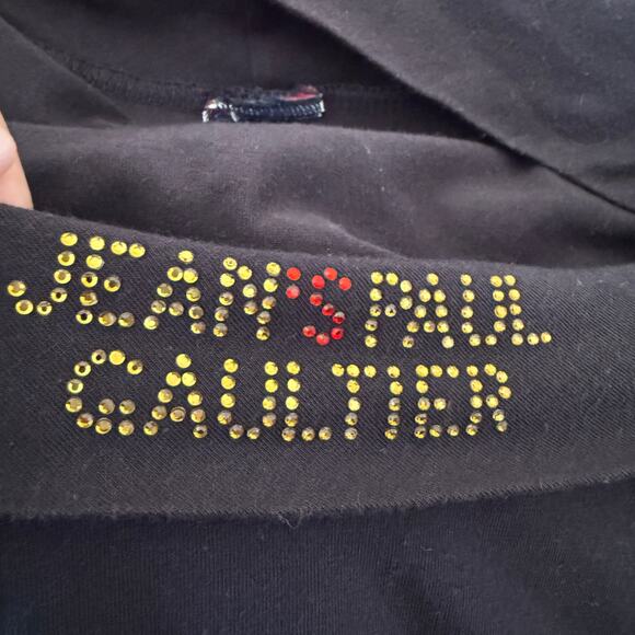 Y2K Vintage JEAN'S PAUL GAULTIER | Black Cowl Neck Bling Midi Dress | Small - Picture 7 of 10